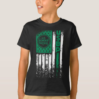 T-shirt Bordure patrouille Drapeau US - Légère ligne verte