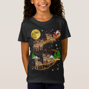 T-Shirt Bordure Terrier Reindeer Christmas Chien Riding Pè