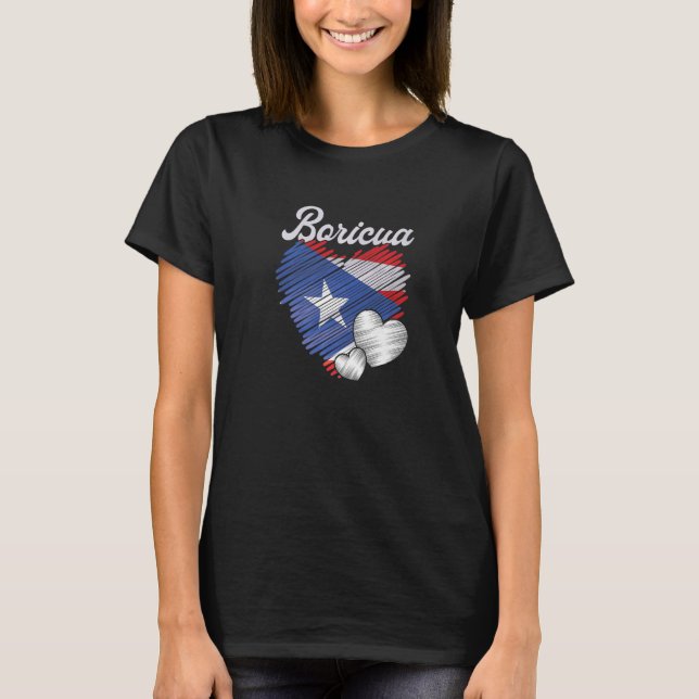T-shirt Boricua Heart Porto Rico Drapeau Patriotique Puert (Devant)