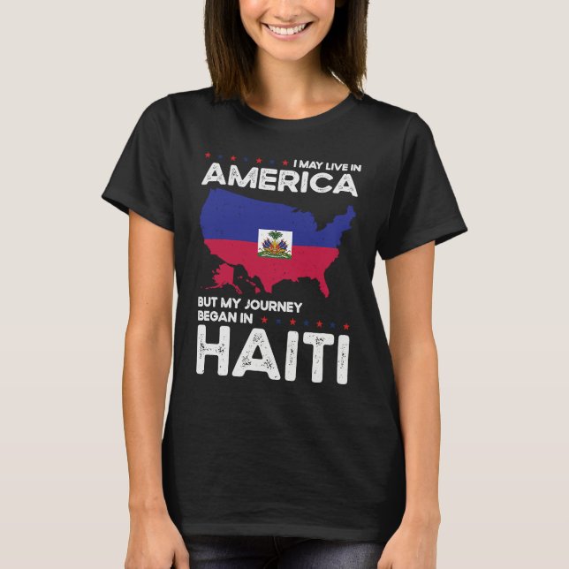 T-shirt Born Haitian Haiti American USA Citizenship (Devant)
