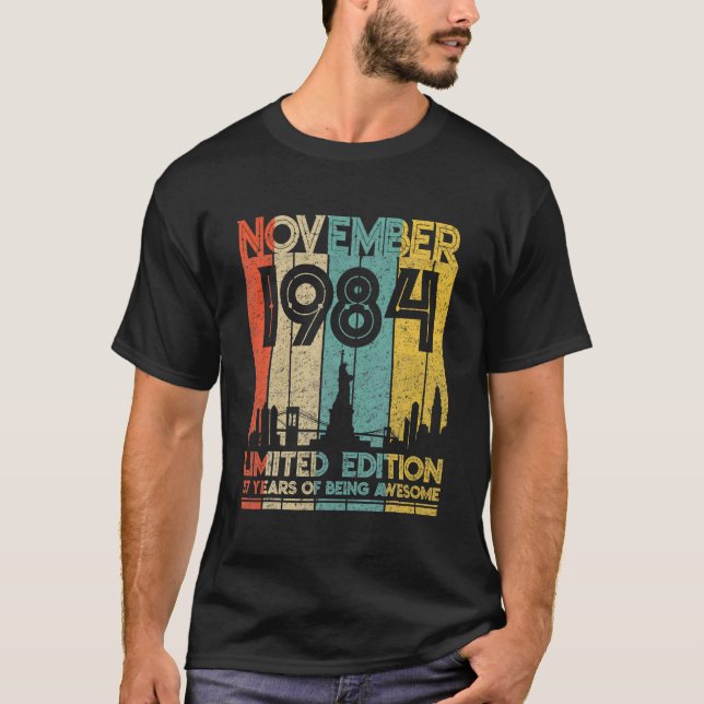T-shirt Born In November 1984 Birthday Limited Edition 37 (Devant)