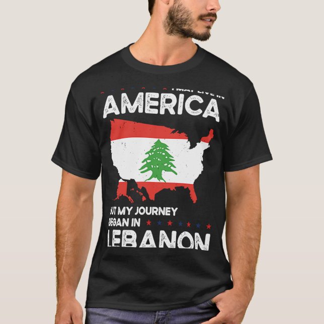 T-shirt Born Lebanese Lebanon American USA Citizenship  2 (Devant)