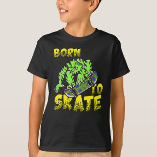 T-shirt BORN TO SKATE - Tiger Cat On Skateboard