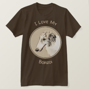 T-shirt Borzoi (Argent Brindle) Peinture Chien Art origina