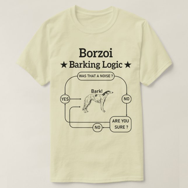 T-shirt Borzoi Barking Logique Drôle propriétaire chien Sa (Design devant)