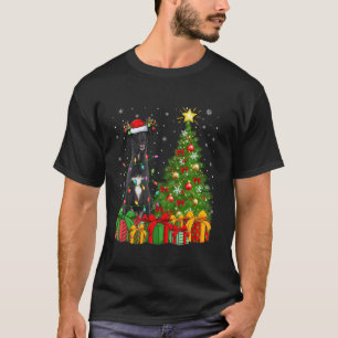 T-shirt Borzoi Chien Xmas Arbre Éclairage Santa Hat Borzoi