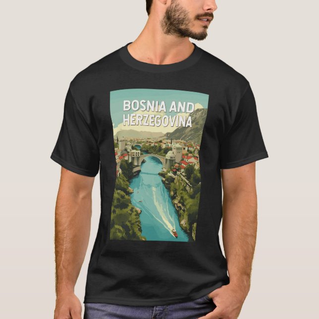 T-shirt Bosnie-Herzégovine Illustration Art Voyage (Devant)