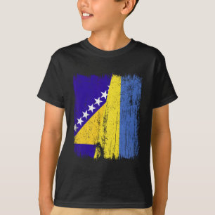 T-shirt Bosnie-Herzégovine Ukraine Drapeau en berne 