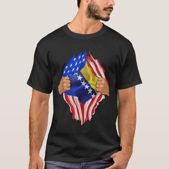 T-shirt Bosnie Roots USA Drapeau Patriotique patrimoine bo (Devant)