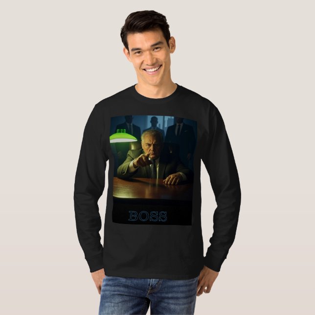 T-shirt Boss avec textos hommes noir manches longues T-shi (Devant entier)