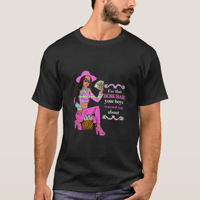 T-shirt Boss Babe femmes pastel rose plaid melanin reine q (Devant)