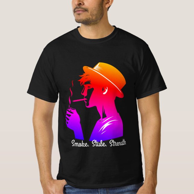 T-shirt "Boss Mode - Stylish Man Smoking Cigar T-Shirt" (Devant)