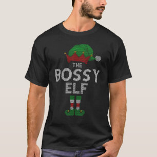T-shirt Bossy Elf Vilain Chandail de Noël Xmas Match de fa