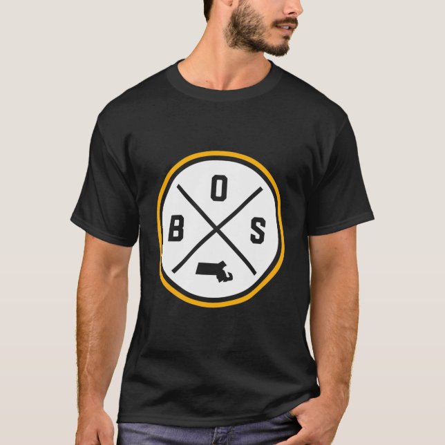 T-shirt Boston Bos Cercle Patch Jaune (Devant)