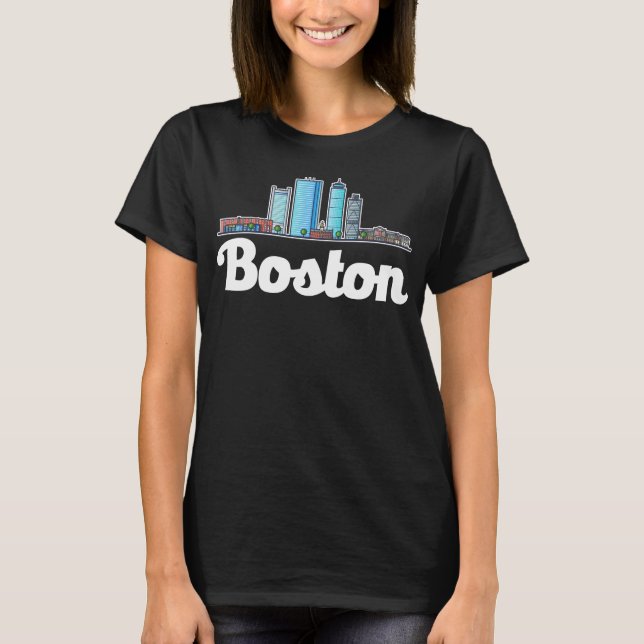T-shirt Boston Massachusetts City Skyline (Devant)