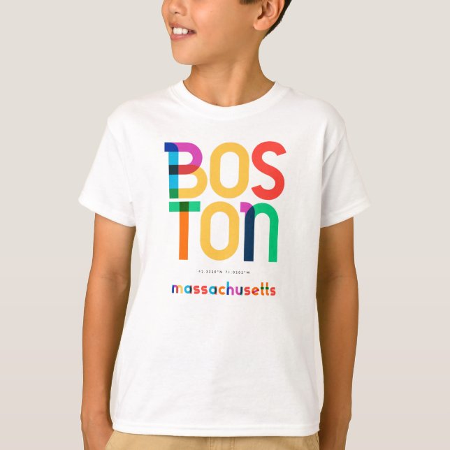 T-shirt Boston Massachusetts Mid Century, Pop Art, (Devant)
