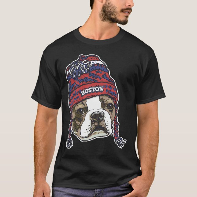 T-shirt Boston Sports Terrier Red Beanie (Devant)