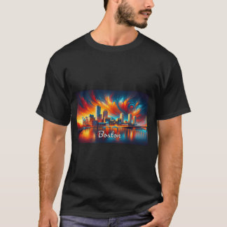 T-shirt Boston Sunset Skyline - Cityscape Splendor