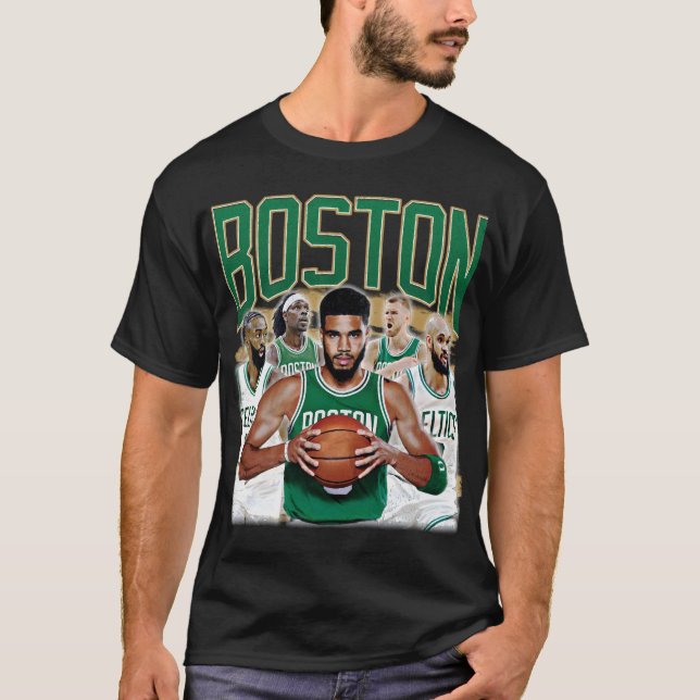 T-shirt BOSTON Tatum, Brown, Blanc, Vacances, Porzingis (Devant)
