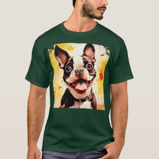 T-shirt Boston Terrier à l'automne