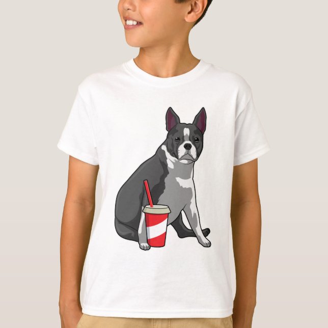 T-shirt Boston Terrier avec boisson (Devant)