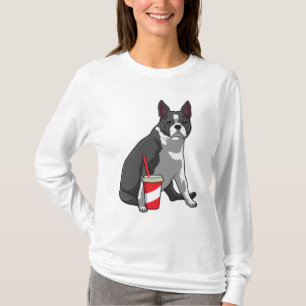 T-shirt Boston Terrier avec boisson