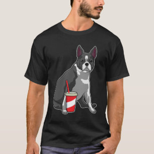 T-shirt Boston Terrier avec boisson