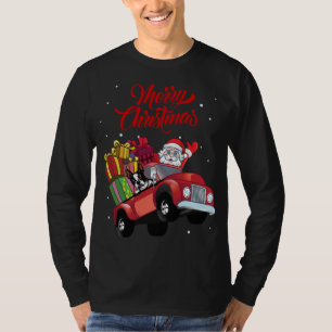 T-shirt Boston Terrier Avec Le Père Noël Dans Un Chien De