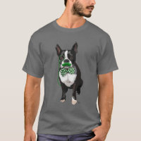 Boston Terrier Avec Moustache Verte Et Pot