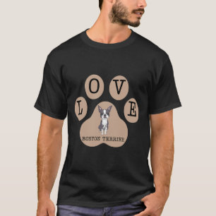 T-shirt Boston Terrier Chien Et Amour Connexion Latte Brow