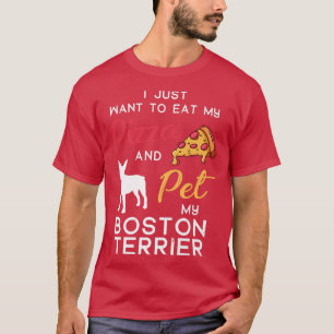 T-shirt Boston Terrier Chien Pizza propriétaire amant Xmas