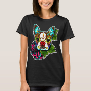 T-shirt Boston Terrier dans la Journée rouge du crâne de s