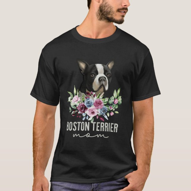 T-shirt Boston Terrier   Dog Mom (Devant)