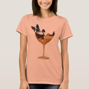 T-shirt Boston Terrier en verre de cocktail