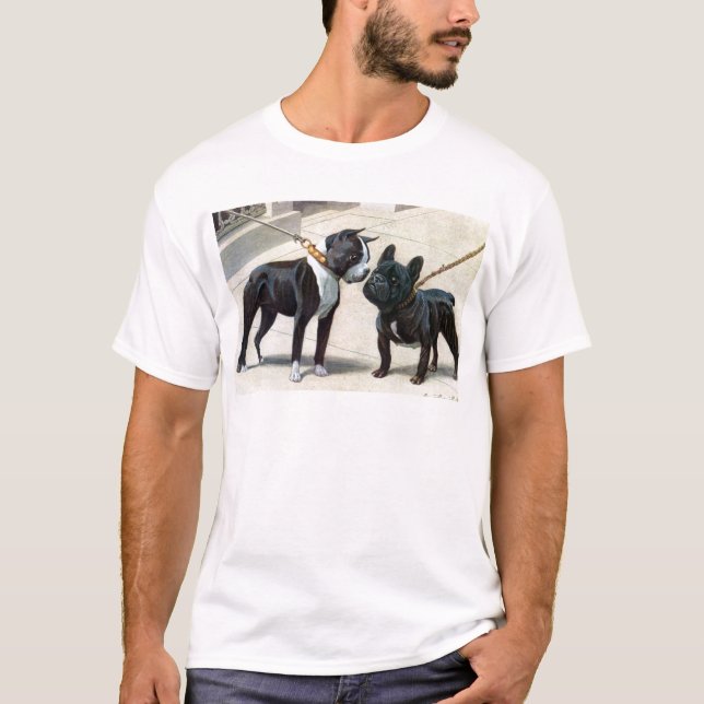T-shirt Boston Terrier et bouledogue français (Devant)