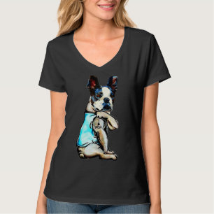 T-shirt Boston Terrier I Love Mom Tattoo Dog Fête des mère