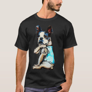T-shirt Boston Terrier I Love Mom Tattoo Mère's Day Cadeau