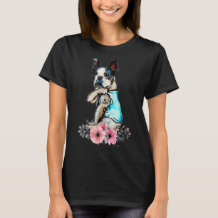 T-shirt Boston Terrier I Love Mom Tattoo Mother's Day