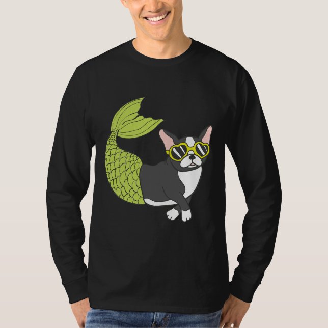 T-shirt Boston Terrier Mermaid Merboston Trop Cool Pour Sc (Devant)