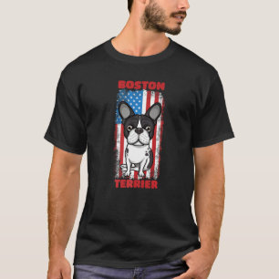 T-shirt Boston Terrier Patriotique États-Unis Drapeau Bost