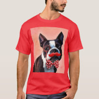 Boston Terrier Portrait avec Cravate Red Bow et 3