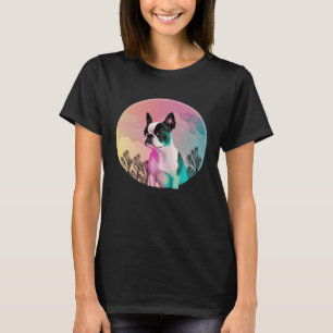 T-shirt Boston Terrier Vaporwave Rétrowave Esthétique 1
