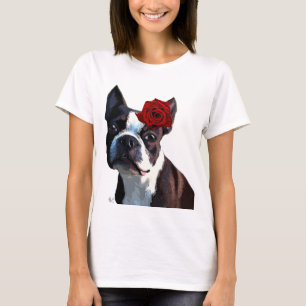 T-shirt Boston Terrier with Rose on Head 2