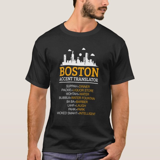 T-shirt Bostoniens, traductrice d'accent de Boston (Devant)