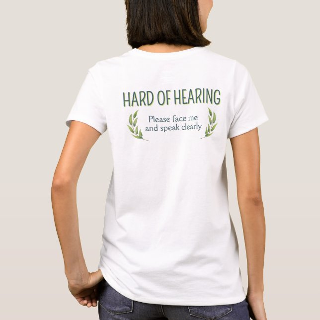 T-shirt Botanical Green Leaves Hard of Hearing Deafness (Dos)