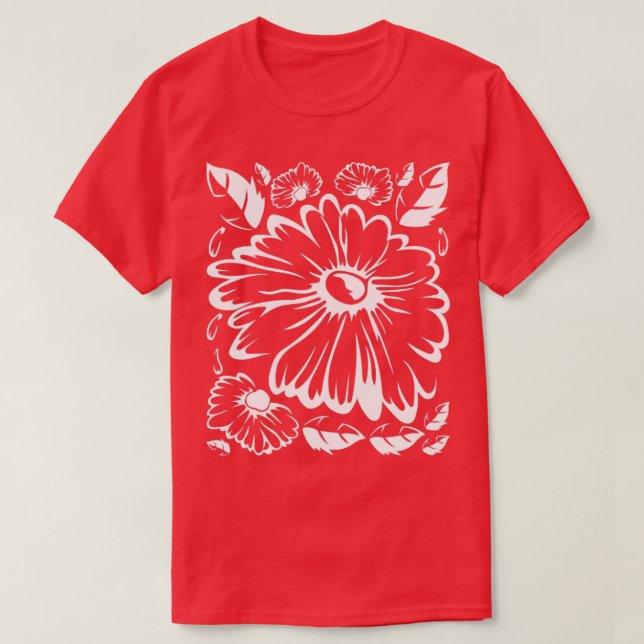 T-shirt Botanique marguerite jardinier Floral Nature margu (Design devant)