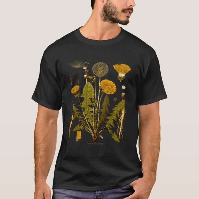 T-shirt Botanique Tee - shirt Jaune Dandelion Fleur Botani (Devant)