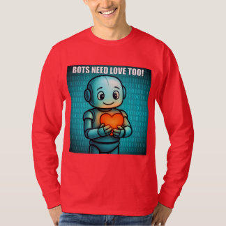 T-shirt Bots Need Love Too - Men's Bright Red Long Sleeve