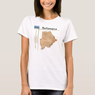 T-Shirt Botswana Carte + Drapeau + Titre