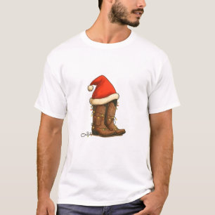 T-shirt Botte Cowboy Noël Occidental Santa Hat
